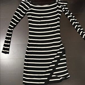 Lovers + Friends Black and White Striped Mini Dress